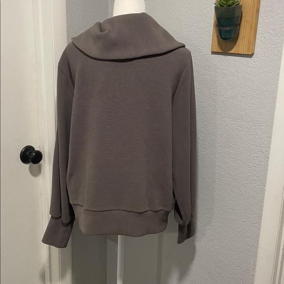 Varley Vine Half Zip Ottoman Rib Fabric Brown Gray Size Medium - Picture 6 of 11